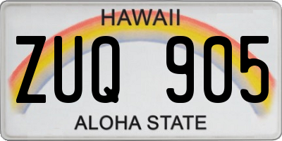 HI license plate ZUQ905