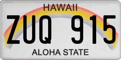 HI license plate ZUQ915
