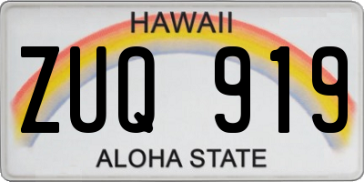 HI license plate ZUQ919
