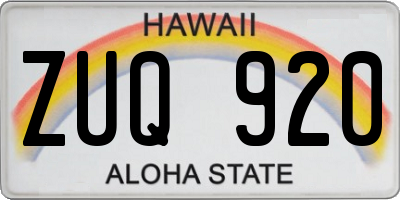 HI license plate ZUQ920