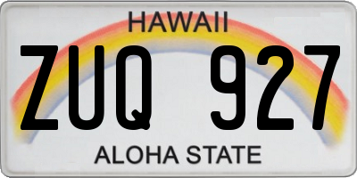 HI license plate ZUQ927