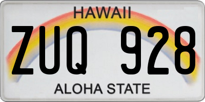 HI license plate ZUQ928