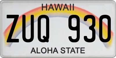 HI license plate ZUQ930