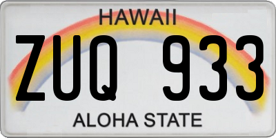 HI license plate ZUQ933