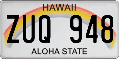 HI license plate ZUQ948