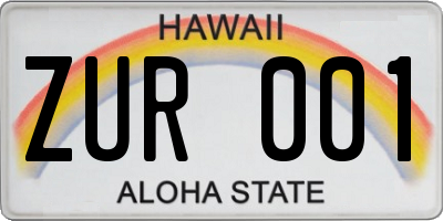 HI license plate ZUR001