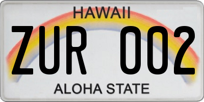 HI license plate ZUR002