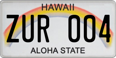 HI license plate ZUR004