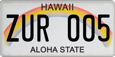 HI license plate ZUR005