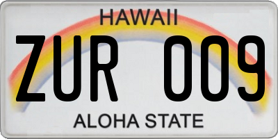 HI license plate ZUR009