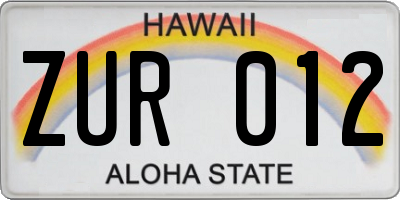 HI license plate ZUR012