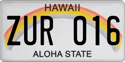 HI license plate ZUR016