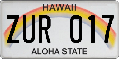 HI license plate ZUR017
