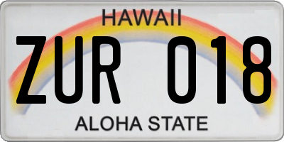 HI license plate ZUR018