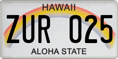 HI license plate ZUR025