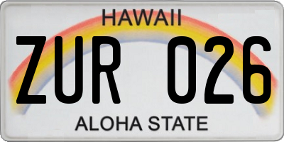 HI license plate ZUR026