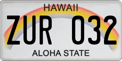 HI license plate ZUR032