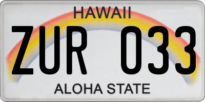 HI license plate ZUR033