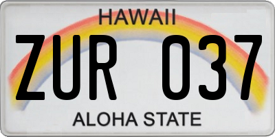 HI license plate ZUR037
