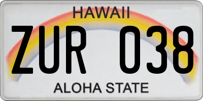 HI license plate ZUR038