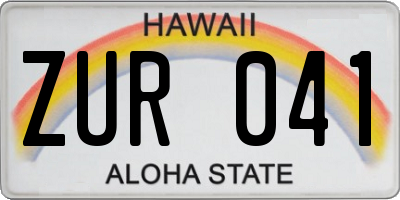 HI license plate ZUR041