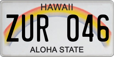 HI license plate ZUR046