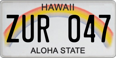 HI license plate ZUR047