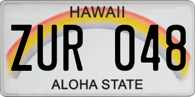 HI license plate ZUR048