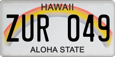 HI license plate ZUR049