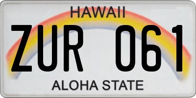 HI license plate ZUR061