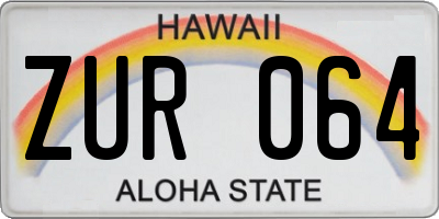 HI license plate ZUR064