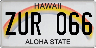 HI license plate ZUR066