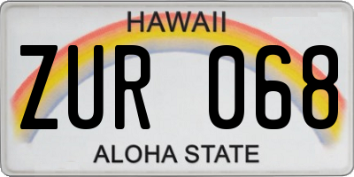 HI license plate ZUR068