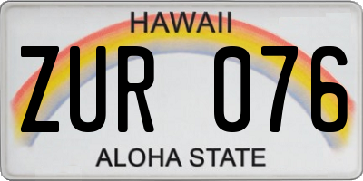 HI license plate ZUR076