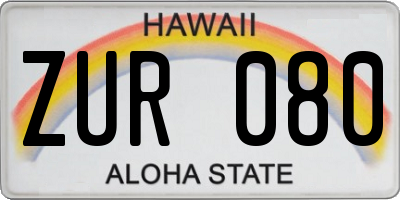 HI license plate ZUR080