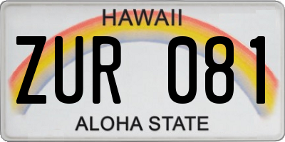 HI license plate ZUR081
