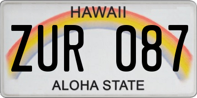 HI license plate ZUR087