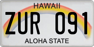 HI license plate ZUR091