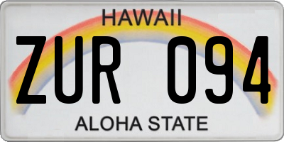 HI license plate ZUR094
