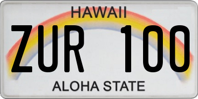 HI license plate ZUR100