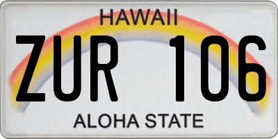 HI license plate ZUR106
