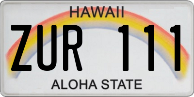 HI license plate ZUR111