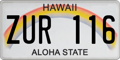 HI license plate ZUR116