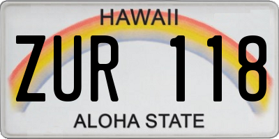 HI license plate ZUR118