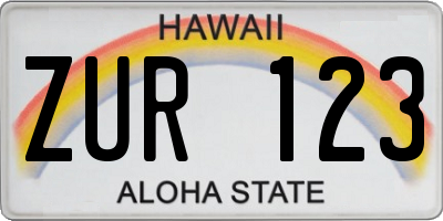 HI license plate ZUR123