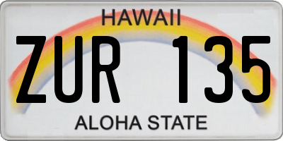 HI license plate ZUR135