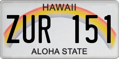 HI license plate ZUR151