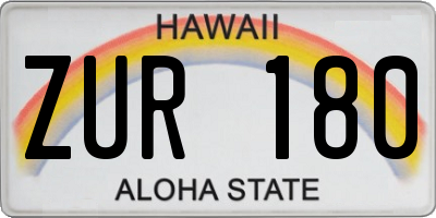 HI license plate ZUR180