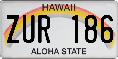 HI license plate ZUR186
