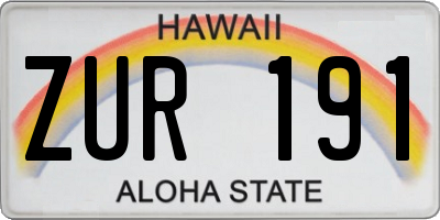 HI license plate ZUR191